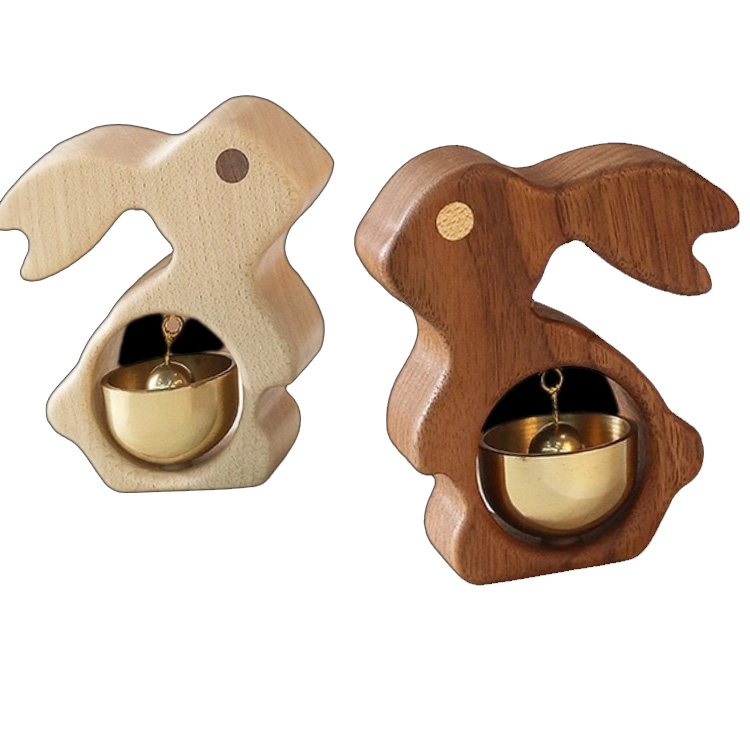Магнети за фрижидер од пуног дрвета зеца, ручно израђено месингано звоно за врата